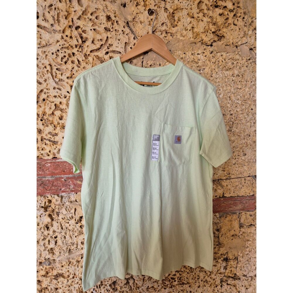 Carhartt Women's Loose Fit Pocket T Shirt Mint Green Size L 12-14 Cotton
